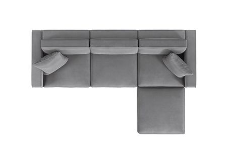 Fairmont Gray Velvet 3-Seat Modular Sofa W/ Ottoman