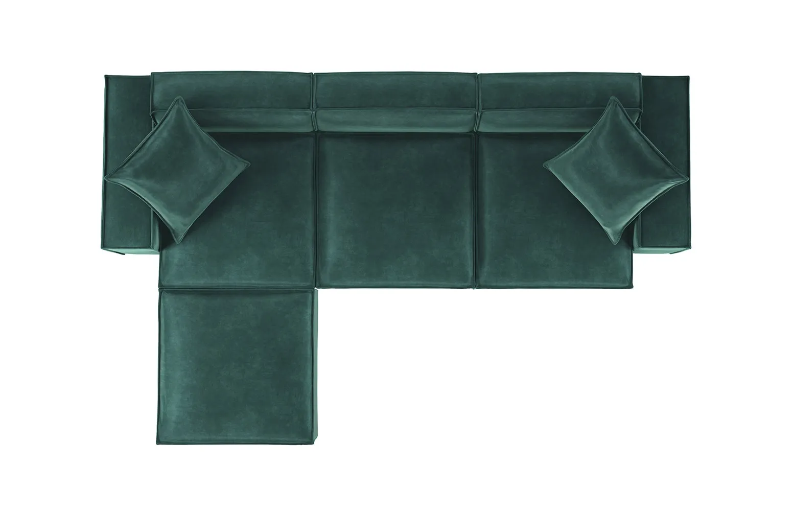 Sydney Green Velvet 3-Seat Modular Sofa W/ Ottoman