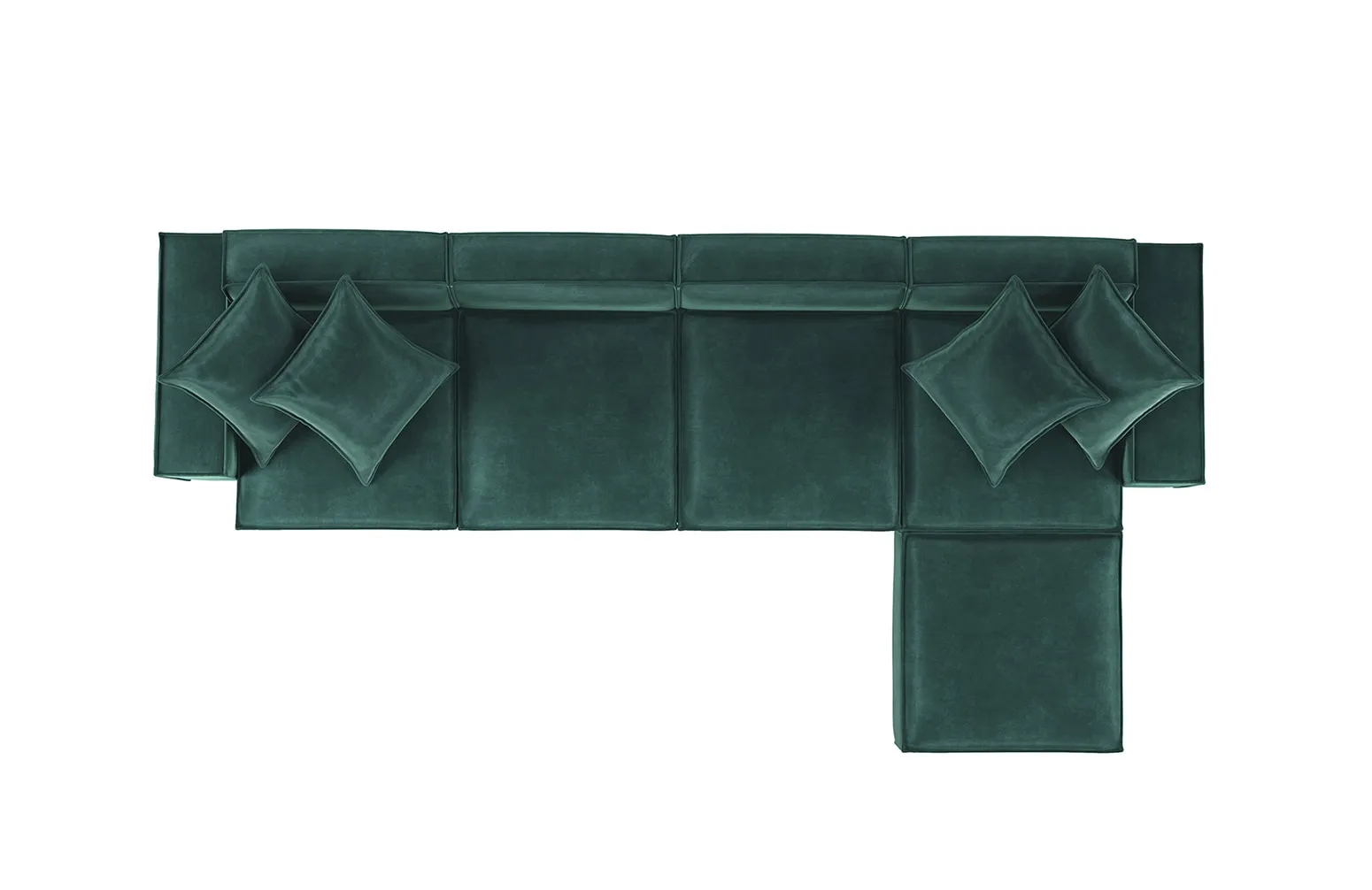 Sydney Green Velvet 4-Seat Modular Sofa W/ Ottoman