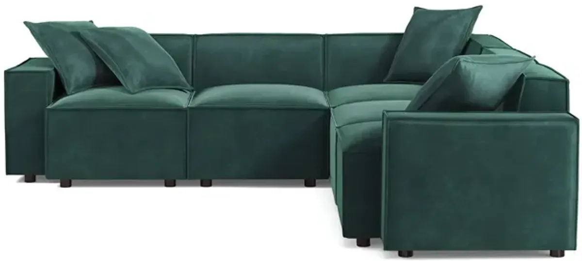 Sydney Green Velvet 5-Seat Modular Sectional