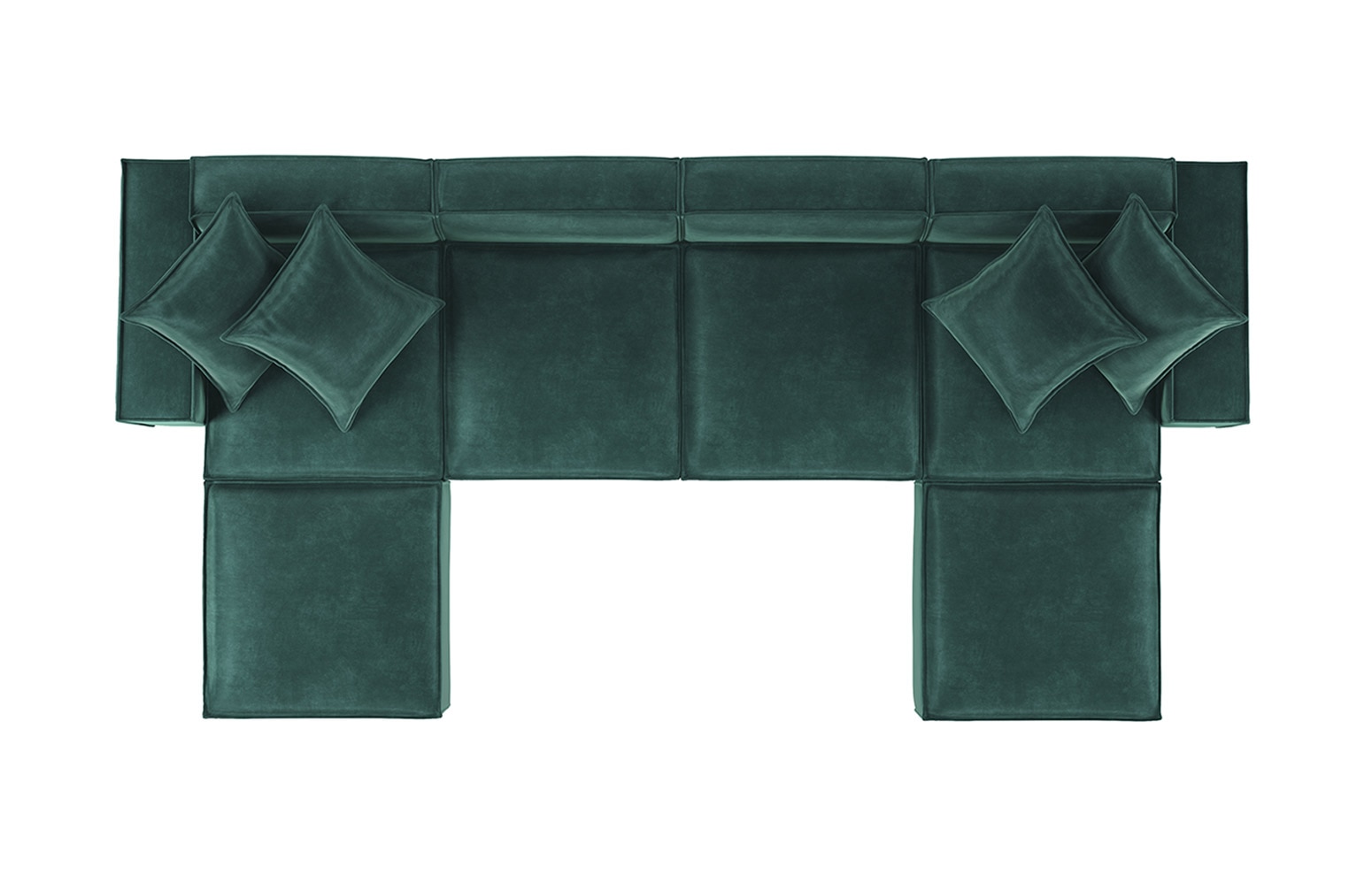 Sydney Green Velvet 4-Seat Modular Sofa W/ 2 Ottomans