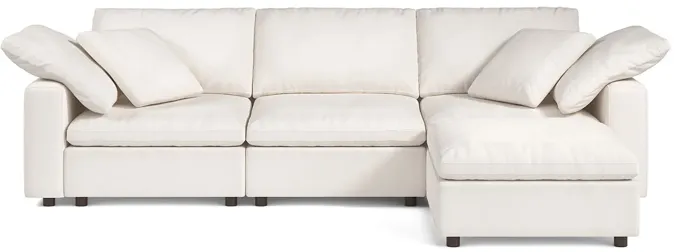 Abbey Pearl Luxury Cotton 3-Seat Modular Sofa W/ Ottoman