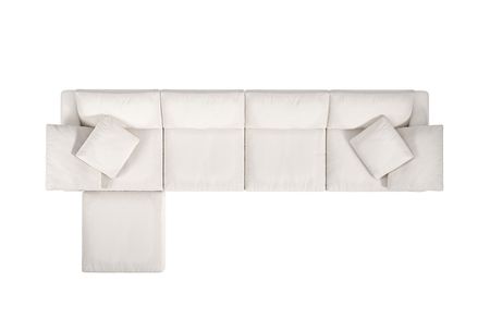 Abbey Pearl Luxury Cotton 4-Seat Modular Sofa W/ Ottoman