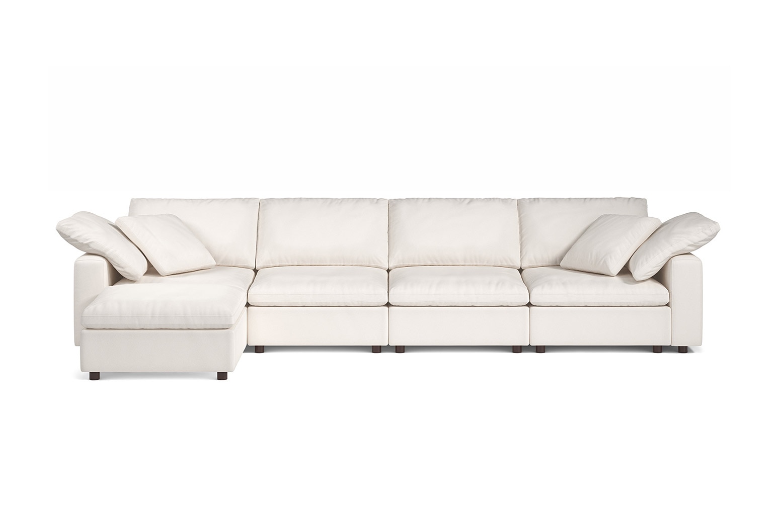 Abbey Pearl Luxury Cotton 4-Seat Modular Sofa W/ Ottoman