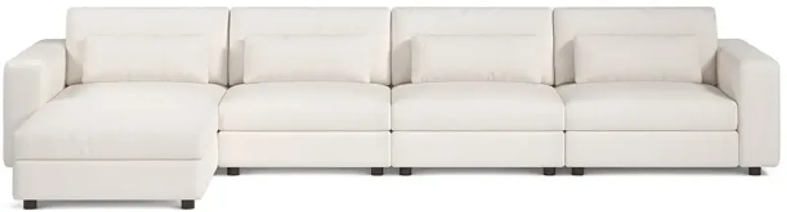 Savoy Pearl Luxury Cotton 4-Seat Modular Sofa W/ Ottoman