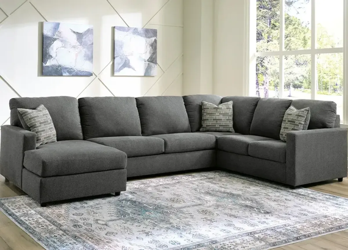 Harris Charcoal 3 Pc. Sectional W/ Chaise (Reverse)