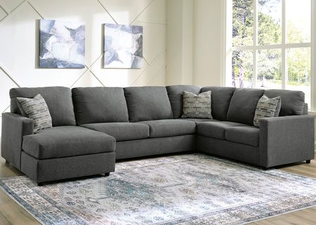 Harris Charcoal 3 Pc. Sectional W/ Chaise (Reverse)