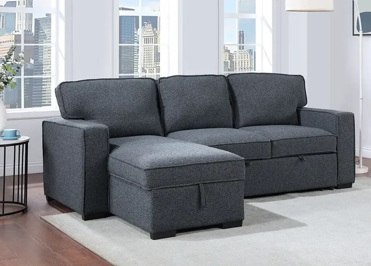 Dean Black 2 Pc. Sectional W/ Sofa Sleeper & Reversible Storage Chaise