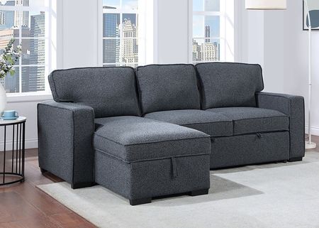 Dean Black 2 Pc. Sectional W/ Sofa Sleeper & Reversible Storage Chaise