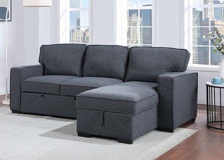 Dean Black 2 Pc. Sectional W/ Sofa Sleeper & Reversible Storage Chaise