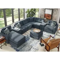 ModularOne Blue 8 Pc. Sectional W/ Media Console & Chaise By Drew & Jonathan (Reverse)