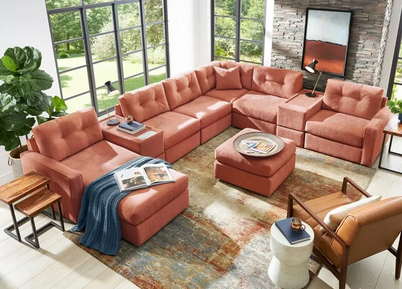 ModularOne Orange 8 Pc. Sectional W/ Media Console & Chaise By Drew & Jonathan (Reverse)