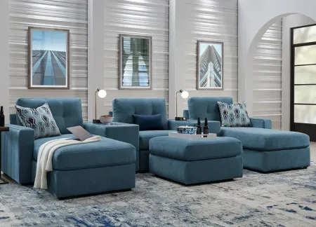 ModularOne Teal 6 Pc. Sectional W/ Media Console & Chaise By Drew & Jonathan