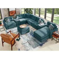 ModularOne Teal 8 Pc. Sectional W/ Media Console & Chaise By Drew & Jonathan