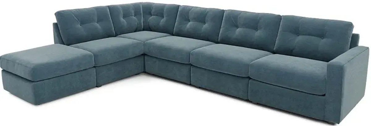 ModularOne Teal 6 Pc. Sectional W/ Ottoman By Drew & Jonathan (Reverse)