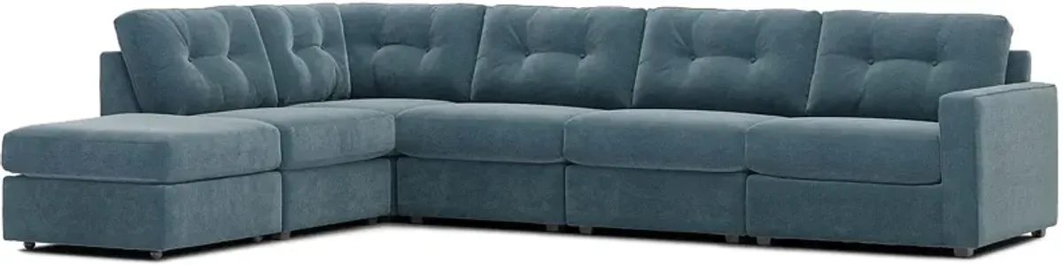 ModularOne Teal 6 Pc. Sectional W/ Ottoman By Drew & Jonathan (Reverse)