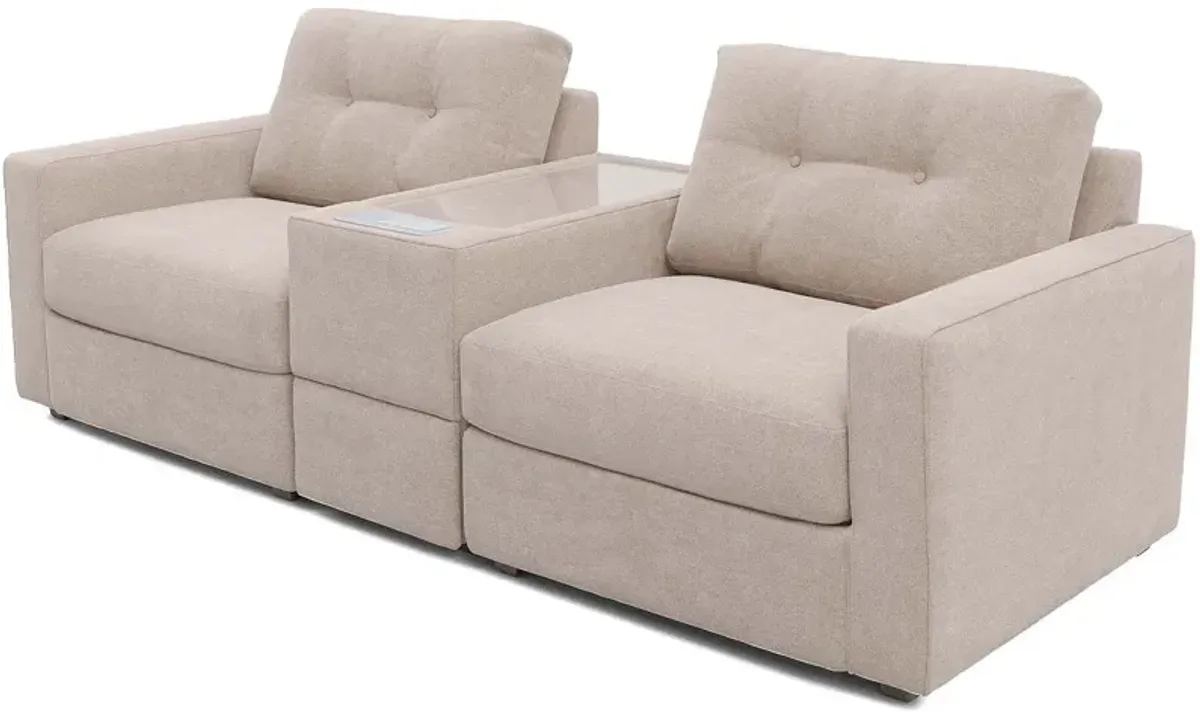 ModularOne Beige 3 Pc. Sectional W/ Media Console By Drew & Jonathan