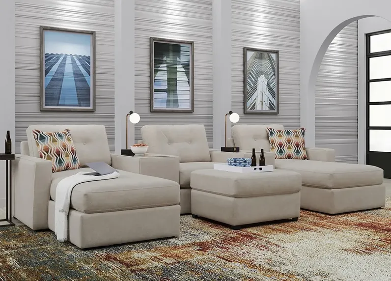 ModularOne Beige 6 Pc. Sectional W/ Media Console & Chaise By Drew & Jonathan
