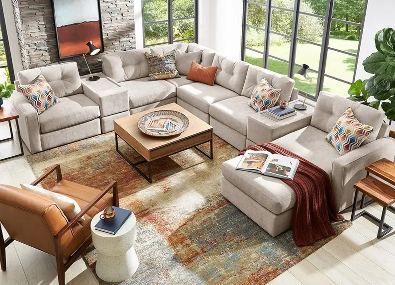 ModularOne Beige 8 Pc. Sectional W/ Chaise By Drew & Jonathan