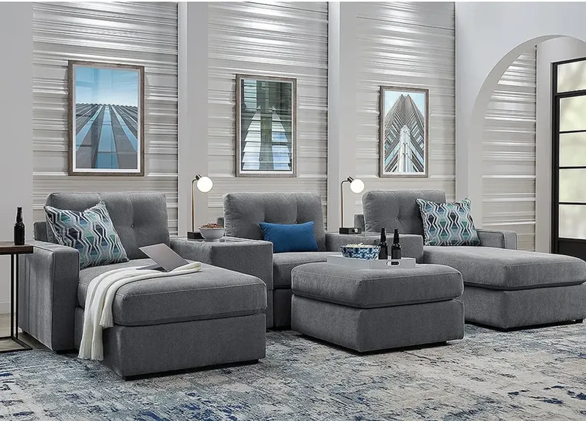 ModularOne Gray 6 Pc. Sectional W/ Media Console & Chaise By Drew & Jonathan