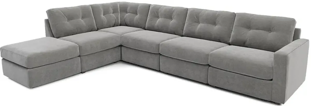 ModularOne Gray 6 Pc. Sectional W/ Ottoman By Drew & Jonathan (Reverse)