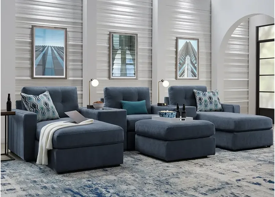 ModularOne Blue 6 Pc. Sectional W/ Media Console & Chaise By Drew & Jonathan