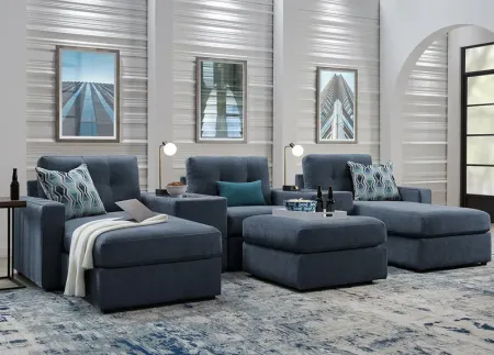 ModularOne Blue 6 Pc. Sectional W/ Media Console & Chaise By Drew & Jonathan