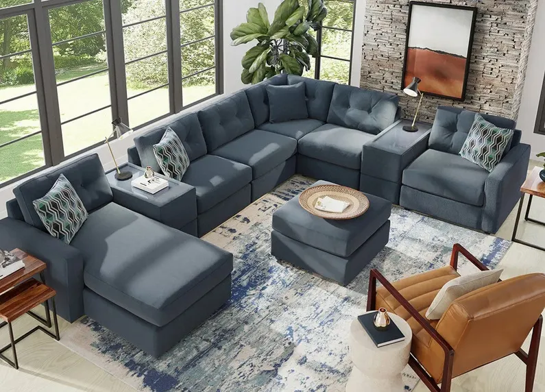 ModularOne Blue 8 Pc. Sectional W/ Chaise By Drew & Jonathan (Reverse)