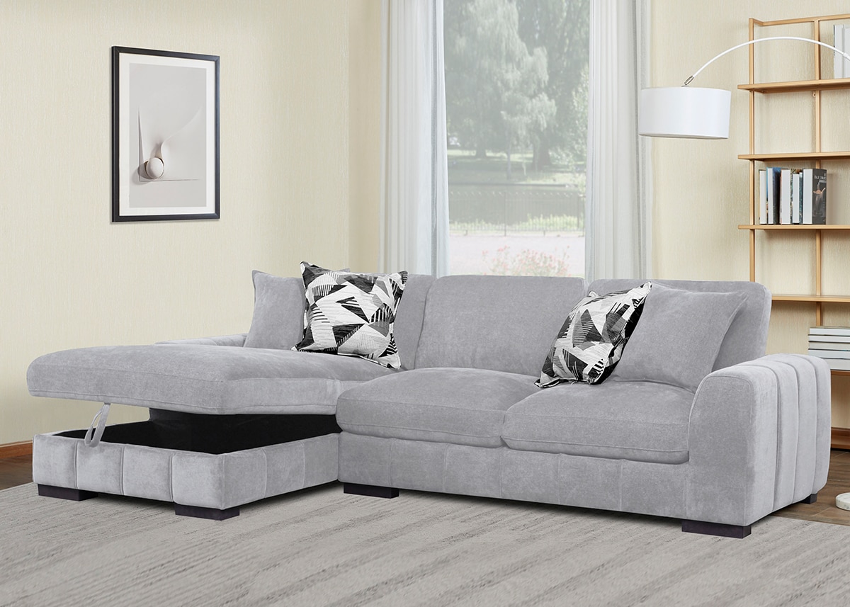 Catelyn II Gray 2 Pc. Sectional W/ Sleeper & Chaise (Reverse)