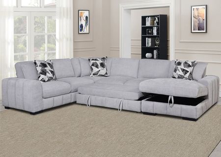 Catelyn II Gray 4 Pc. Sectional W/ Armless Sleeper & Chaise