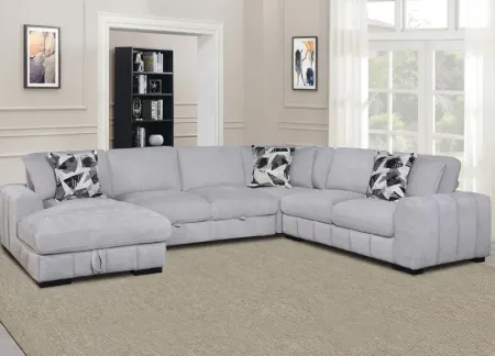 Catelyn II Gray 4 Pc. Sectional W/ Armless Sleeper & Chaise (Reverse)