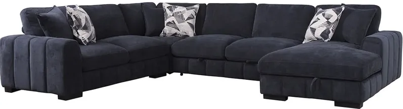 Catelyn II Blue 4 Pc. Sectional W/ Armless Sleeper & Chaise