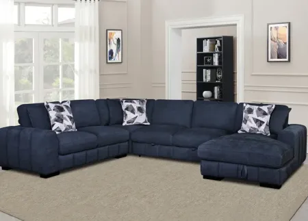 Catelyn II Blue 4 Pc. Sectional W/ Armless Sleeper & Chaise