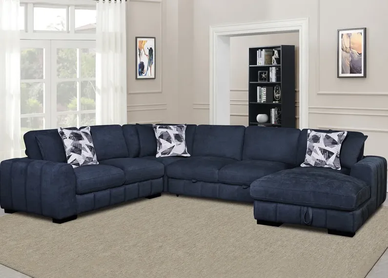 Catelyn II Blue 4 Pc. Sectional W/ Armless Sleeper & Chaise