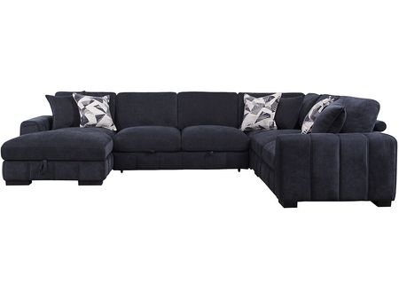 Catelyn II Blue 4 Pc. Sectional W/ Armless Sleeper & Chaise (Reverse)