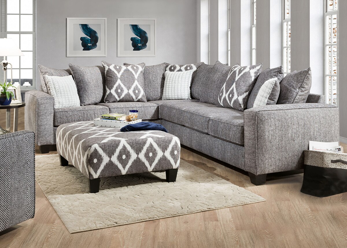 Stonewash 2 Pc. Sectional W/ Ottoman