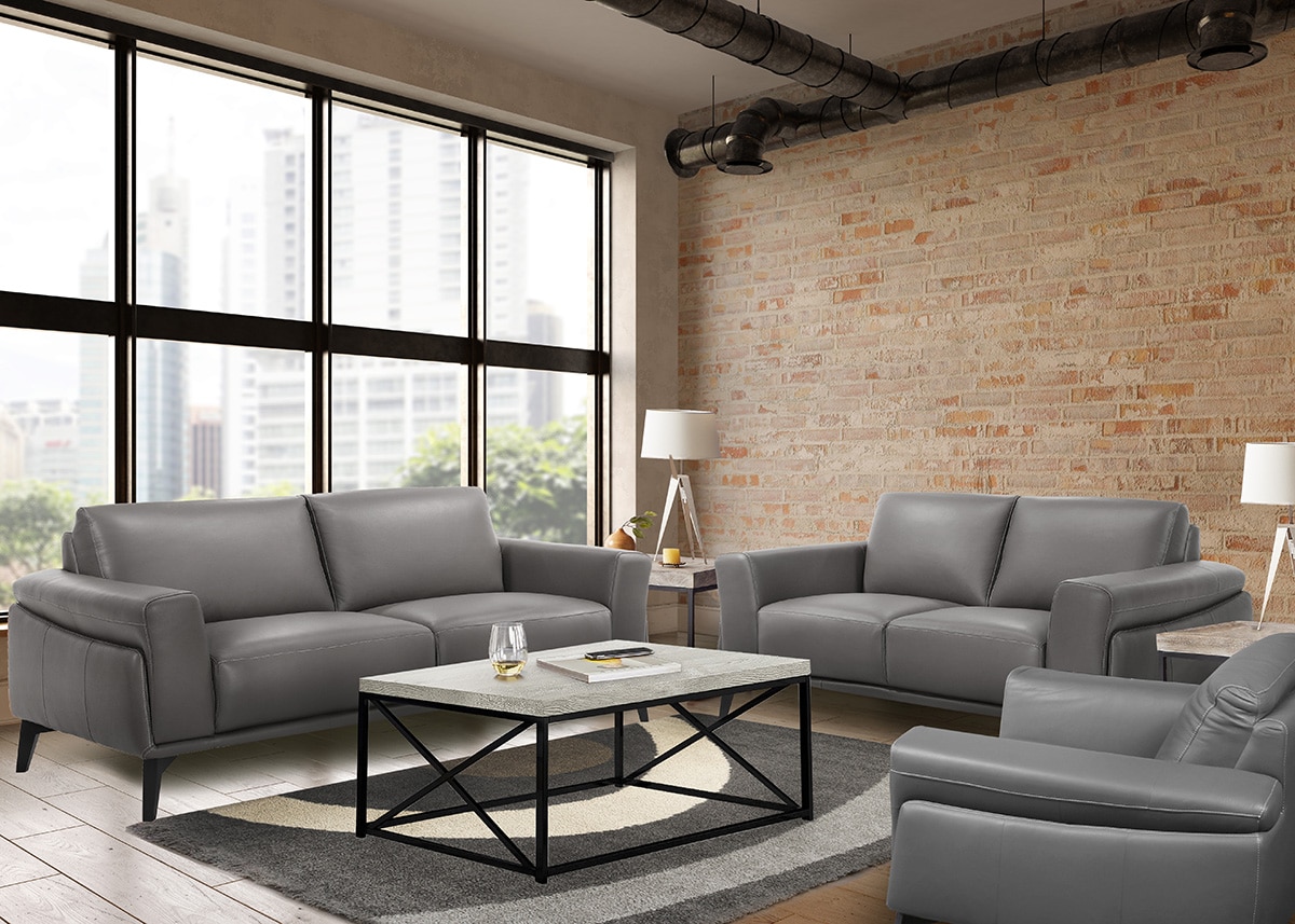 Arezzo Gray 2 Pc. Leather Living Room