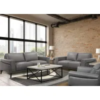 Arezzo Gray 3 Pc. Leather Living Room
