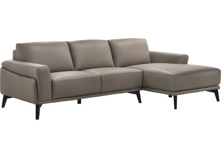Arezzo Gray 2 Pc. Leather Sectional