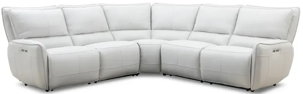 Boswell Leather 5 Pc. Power Sectional W/ Power Headrests & 2 Armless Chairs