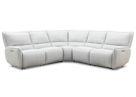Boswell Leather 5 Pc. Power Sectional W/ Power Headrests & 2 Armless Chairs