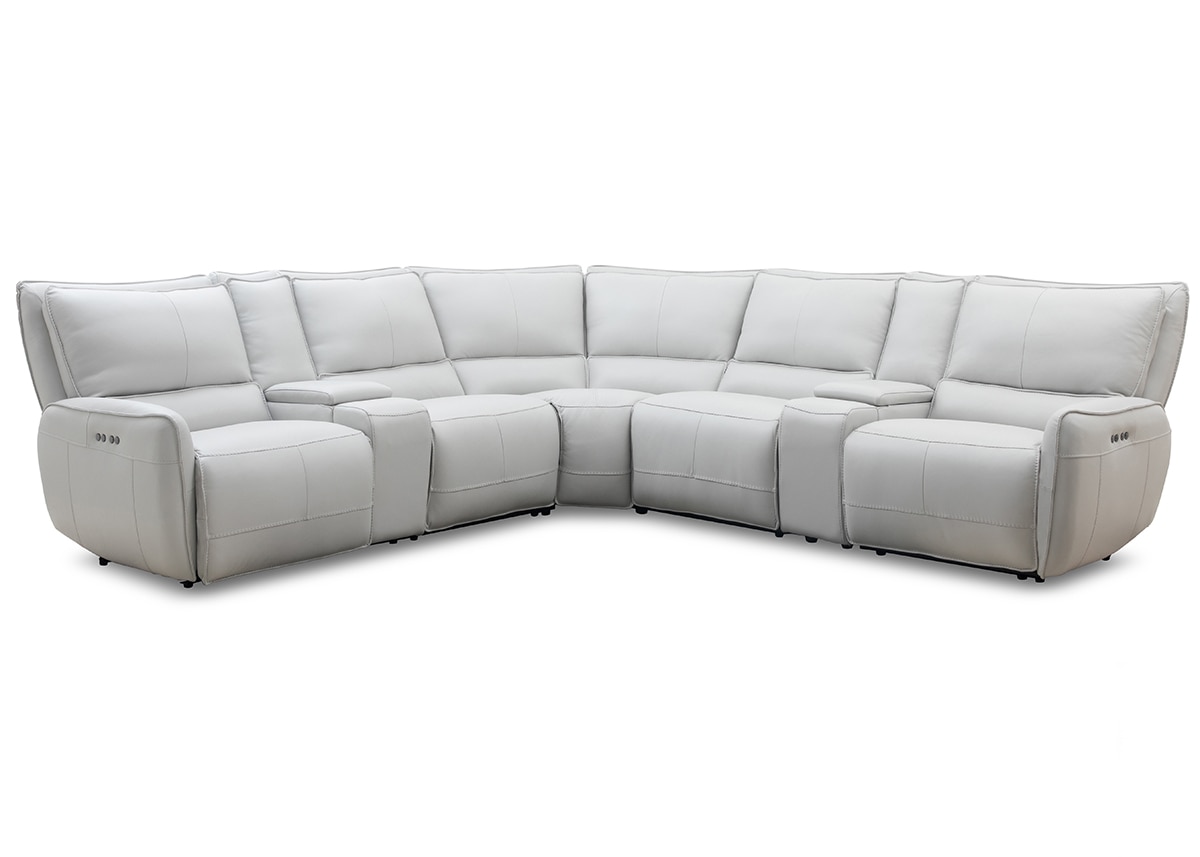 Boswell Leather 7 Pc. Power Sectional W/ Power Headrests