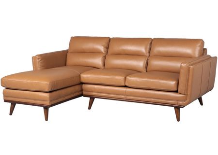 Savita Brown Leather 2 Pc. Sectional (Reverse)