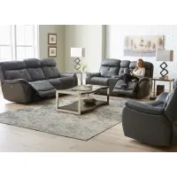 Echo Gray Leather 3 Pc. Power Reclining Living Room W/ Power Headrests
