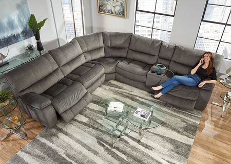Rogue 6 Pc. Power Reclining Sectional W/ Power Headrests & Two Armless Chairs