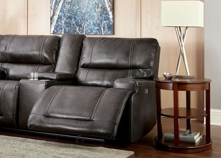 Clio II Gray Leather 3 Pc. Power Reclining Sectional W/ Power Headrests