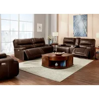 Clio II Brown Leather 2 Pc. Power Reclining Living Room W/ Power Headrests