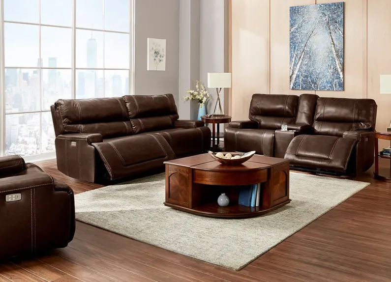Clio II Brown Leather 2 Pc. Power Reclining Living Room W/ Power Headrests