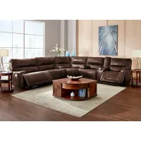 Clio II Brown Leather 3 Pc. Power Reclining Sectional W/ Power Headrests