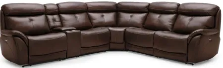 Echo Brown Leather 6 Pc. Power Reclining Sectional W/ Power Headrests